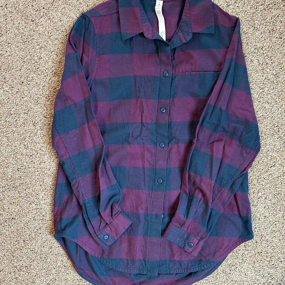 Lululemon athletica Women’s Plaid Button-Down Shirt — Purple and Navy
